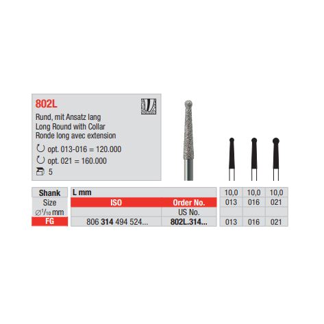 Diamantový brousek tvar 802L 314FG/10mm (5ks/bal)