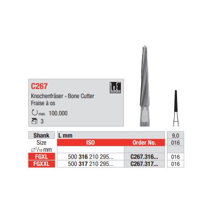 Chirurgická fréza FG C267.316.016 (3ks/bal)