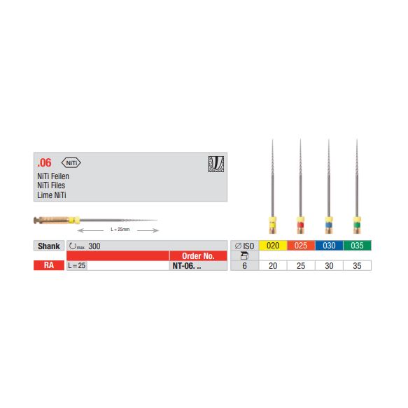 NiTi 20/25mm 6% žlutá (6ks/bal)