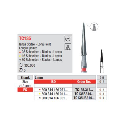 Vrtáček tvrdokovový FG TC135.014F (5ks/bal) 